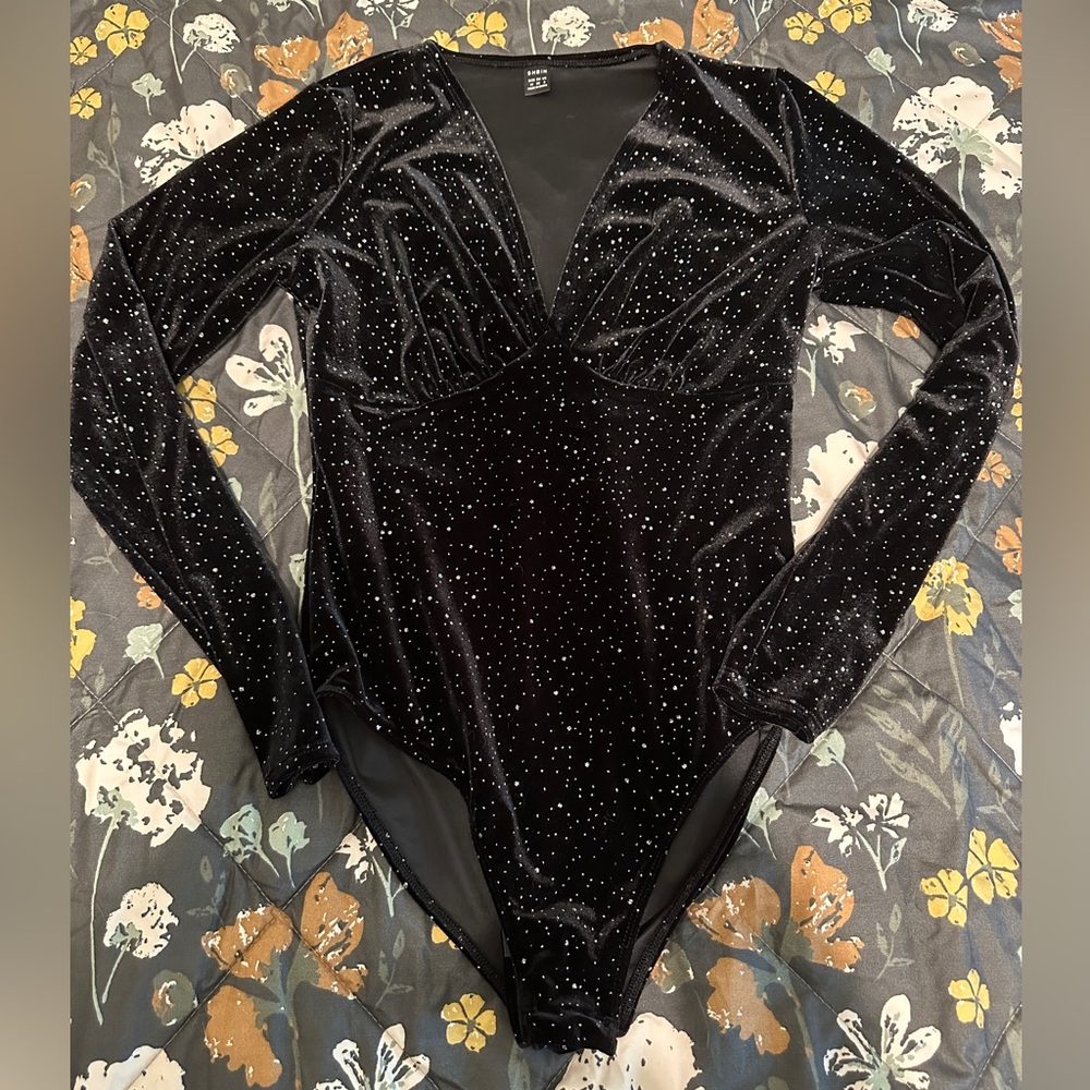 Deep V-Neck Velvet Bodysuit
